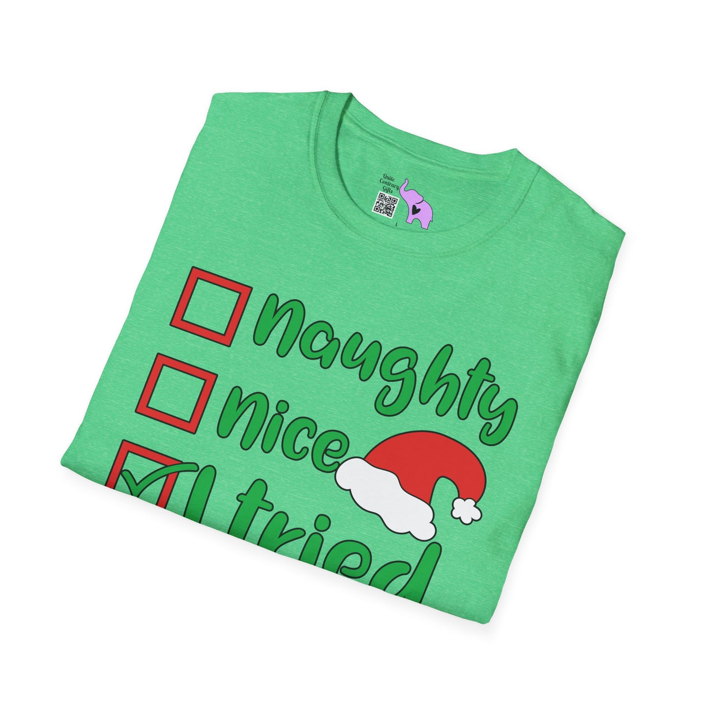 Naughty; Nice; I Tried Crew Adult T-shirt