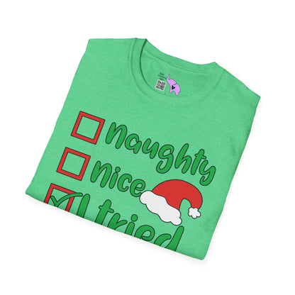Naughty; Nice; I Tried Crew Adult T-shirt