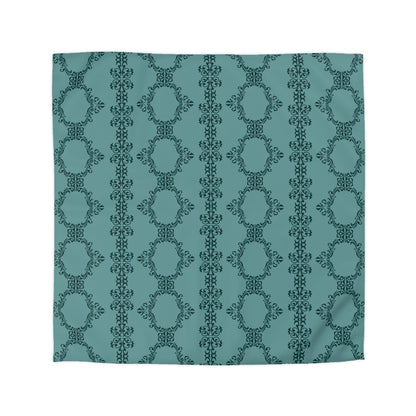 Teal Lace Pattern Duvet Bedding Set