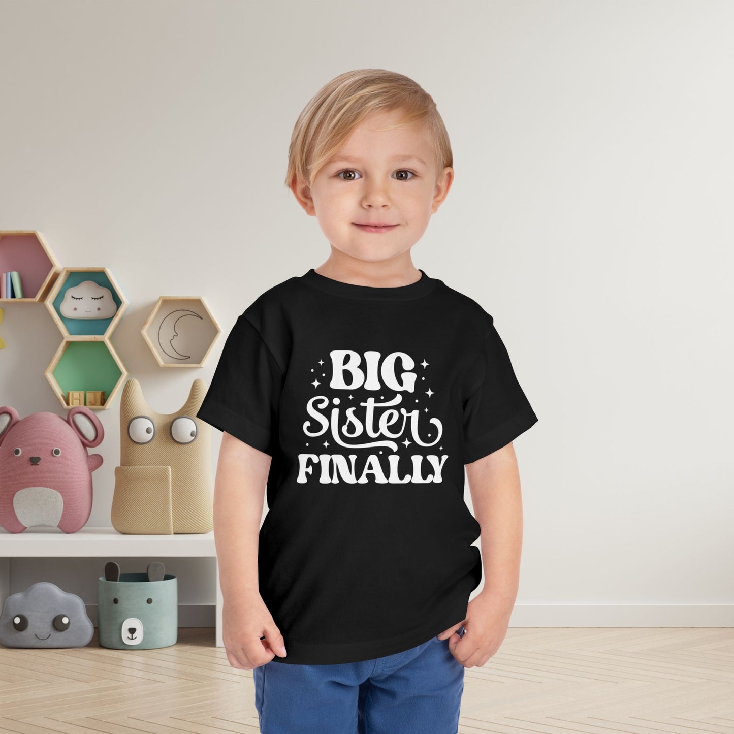 Big Sister Finally (Stars) Toddler Tee