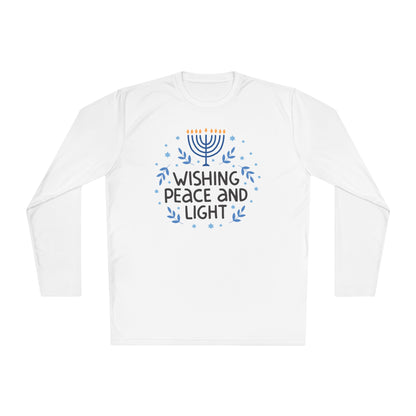 Hanukkah Wishing Peace & Light Adult Long Sleeve Tee