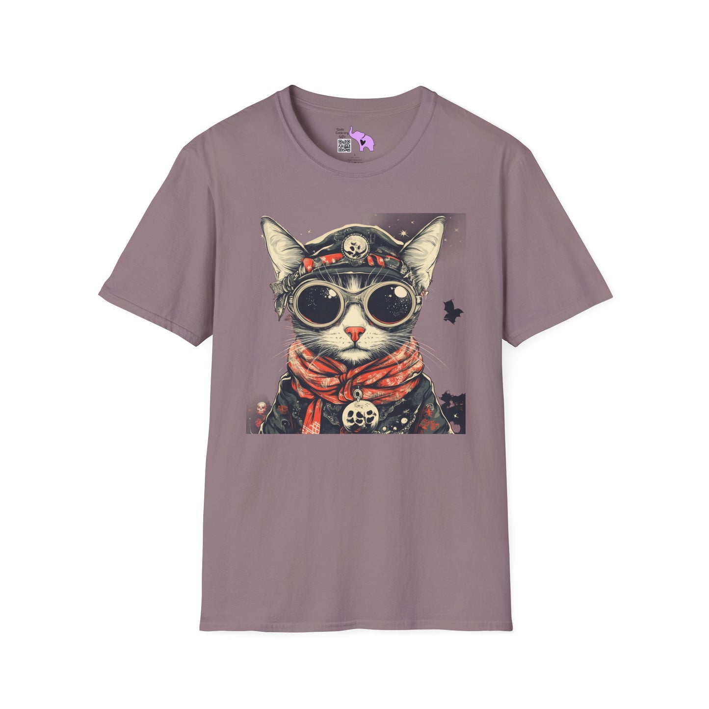 Creepy Aviator Cat Adult T-shirt