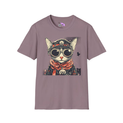 Creepy Aviator Cat Adult T-shirt