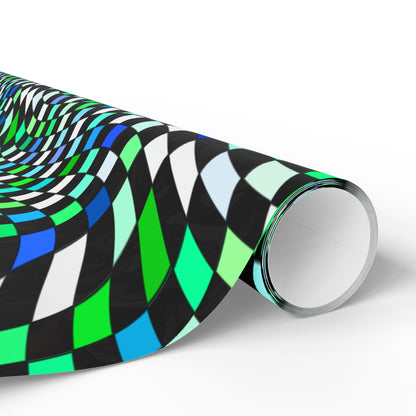 Warped Green Checkered Wrapping Paper
