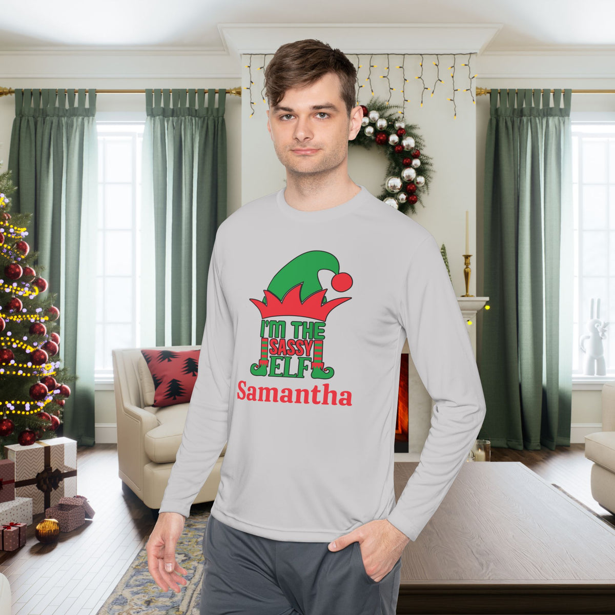 I'm The Sassy Elf Personalized Adult Long Sleeve Tee