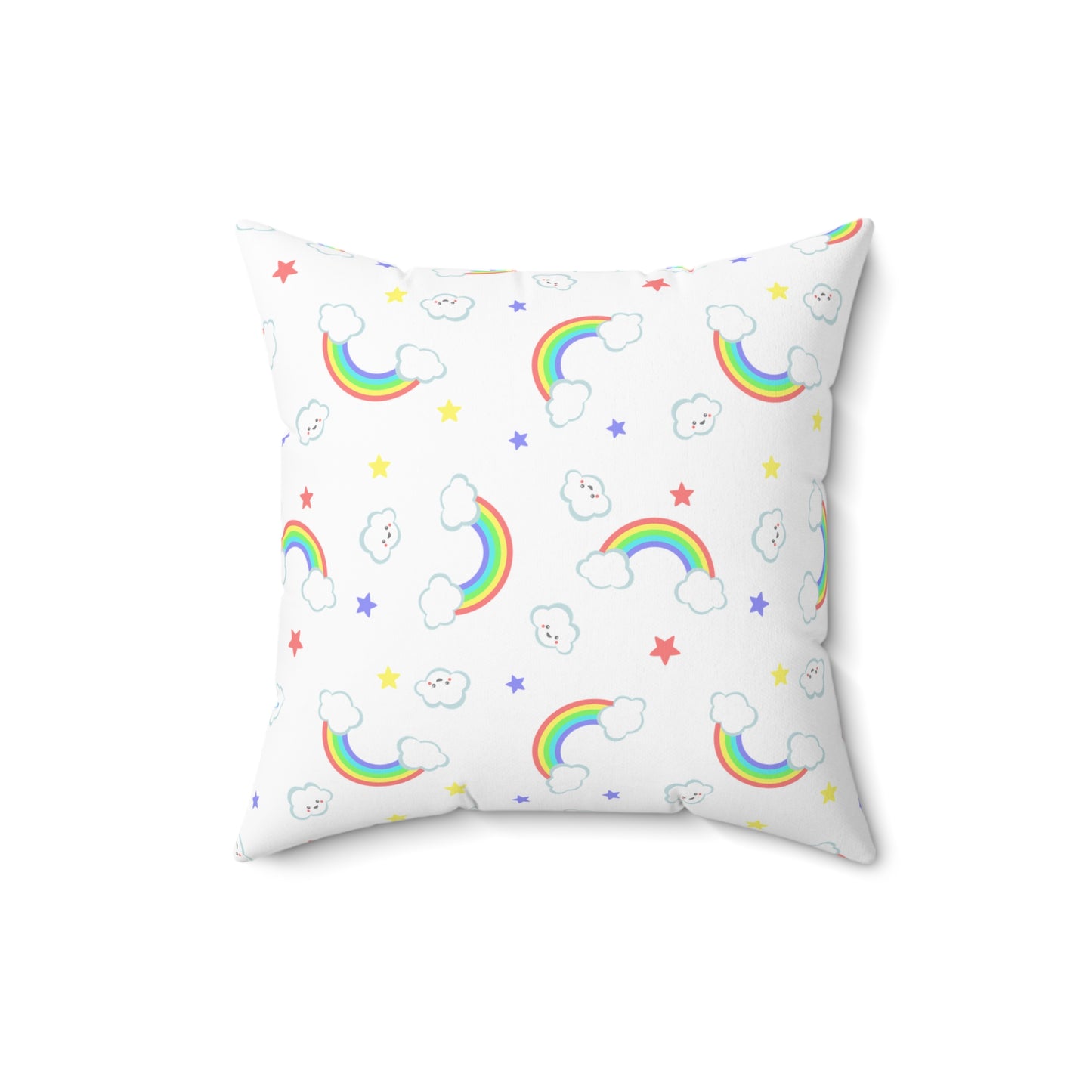 Rainbow Smiles & Stars Throw Pillow