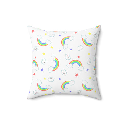 Rainbow Smiles & Stars Throw Pillow