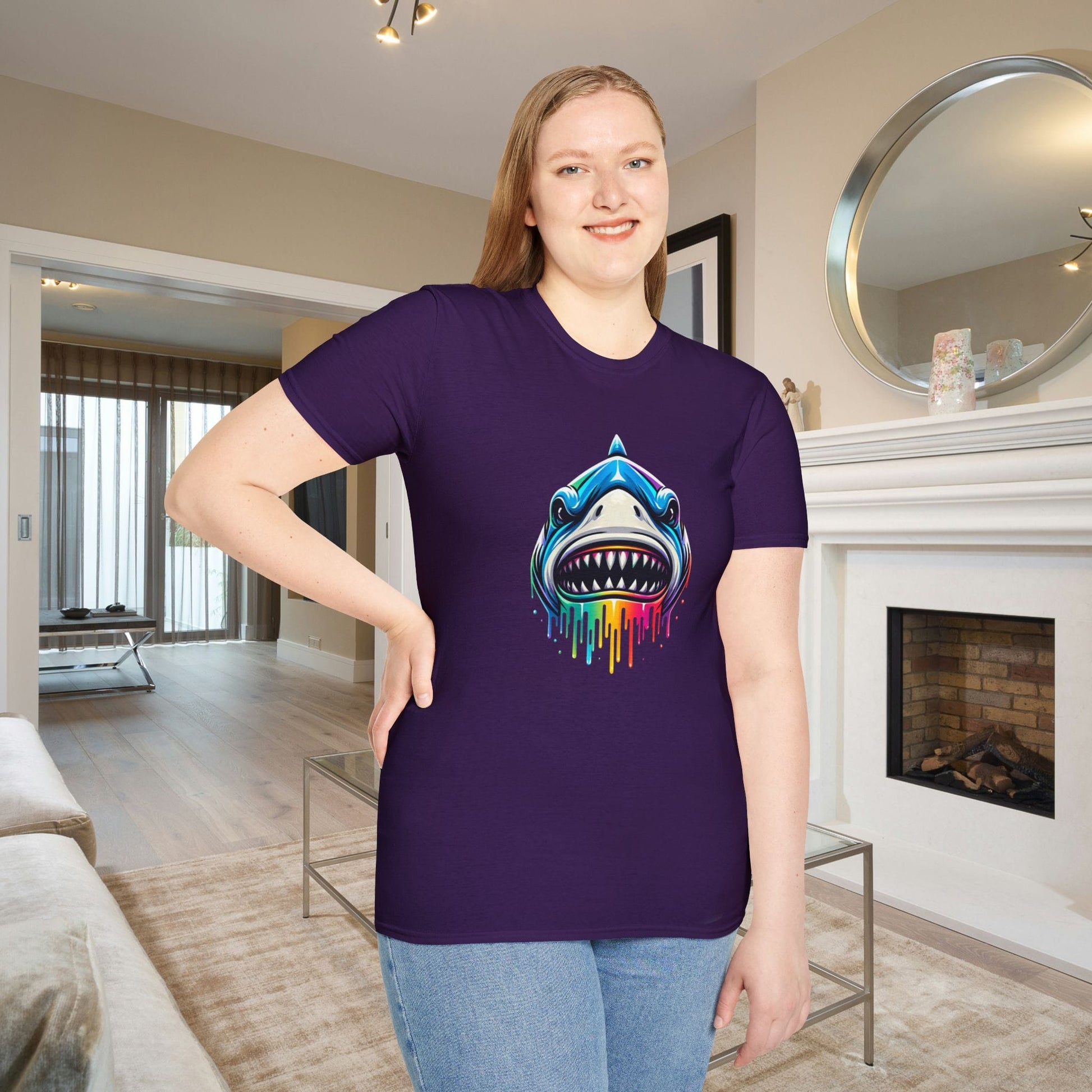 Colorful Shark Adult T-shirt