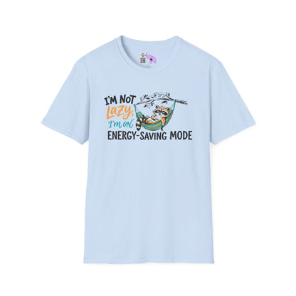 ""I'm Not Lazy, I'm On Energy Saving Mode (Racoon in Hammock) Adult T-shirt