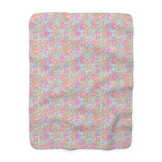 Tropical Sunset Palms Fleece Blanket