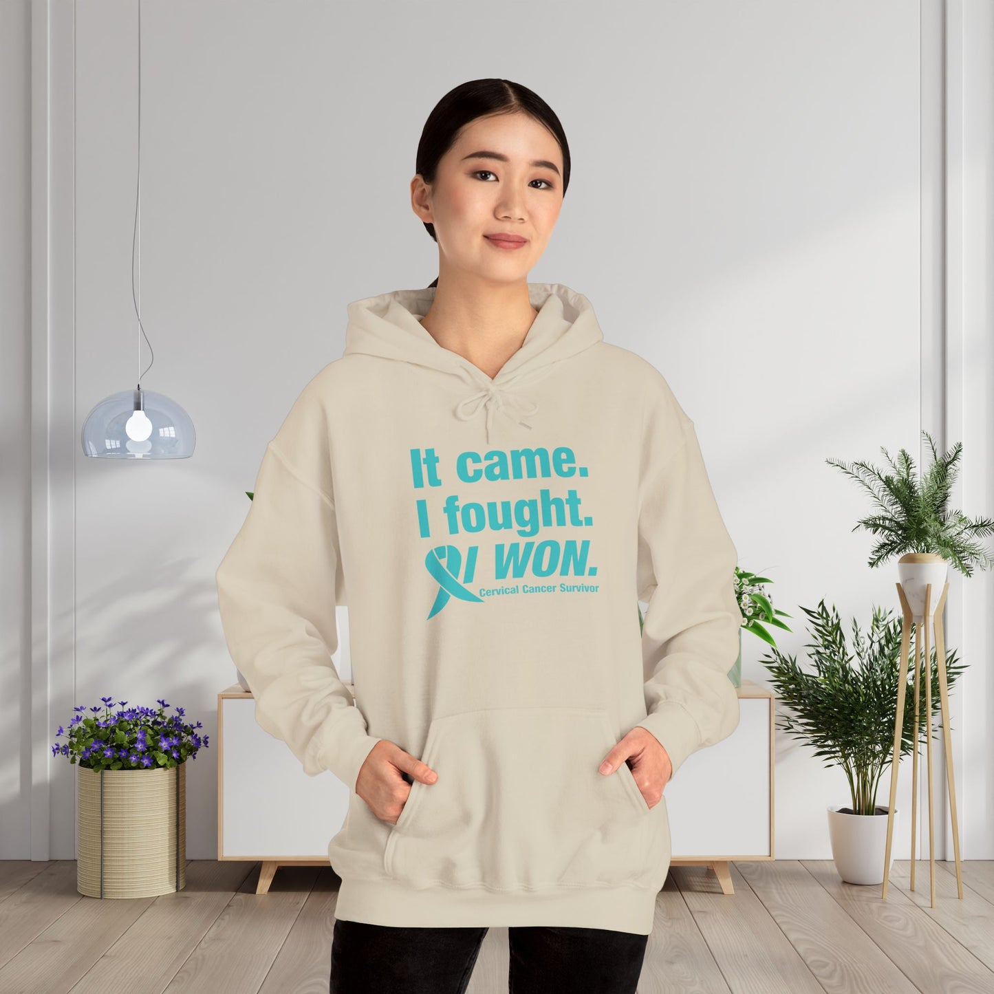 It Came I Fought I Won Cervical Cancer Awareness Adult Heavy Blend™ Hoodie