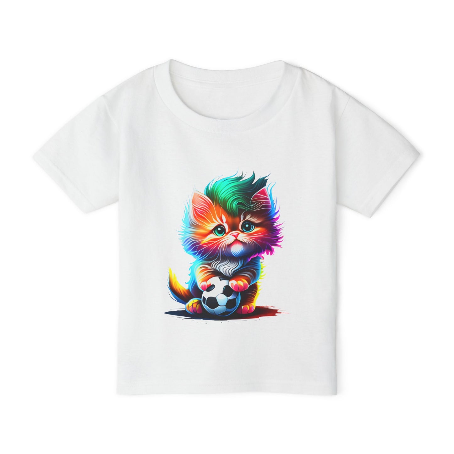 Cute Colorful Kitten w/Soccer Ball Heavy Cotton™ Toddler T-shirt