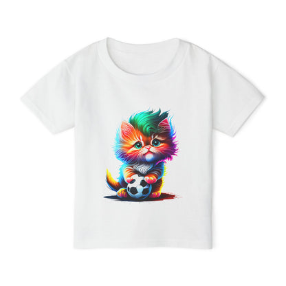 Cute Colorful Kitten w/Soccer Ball Heavy Cotton™ Toddler T-shirt