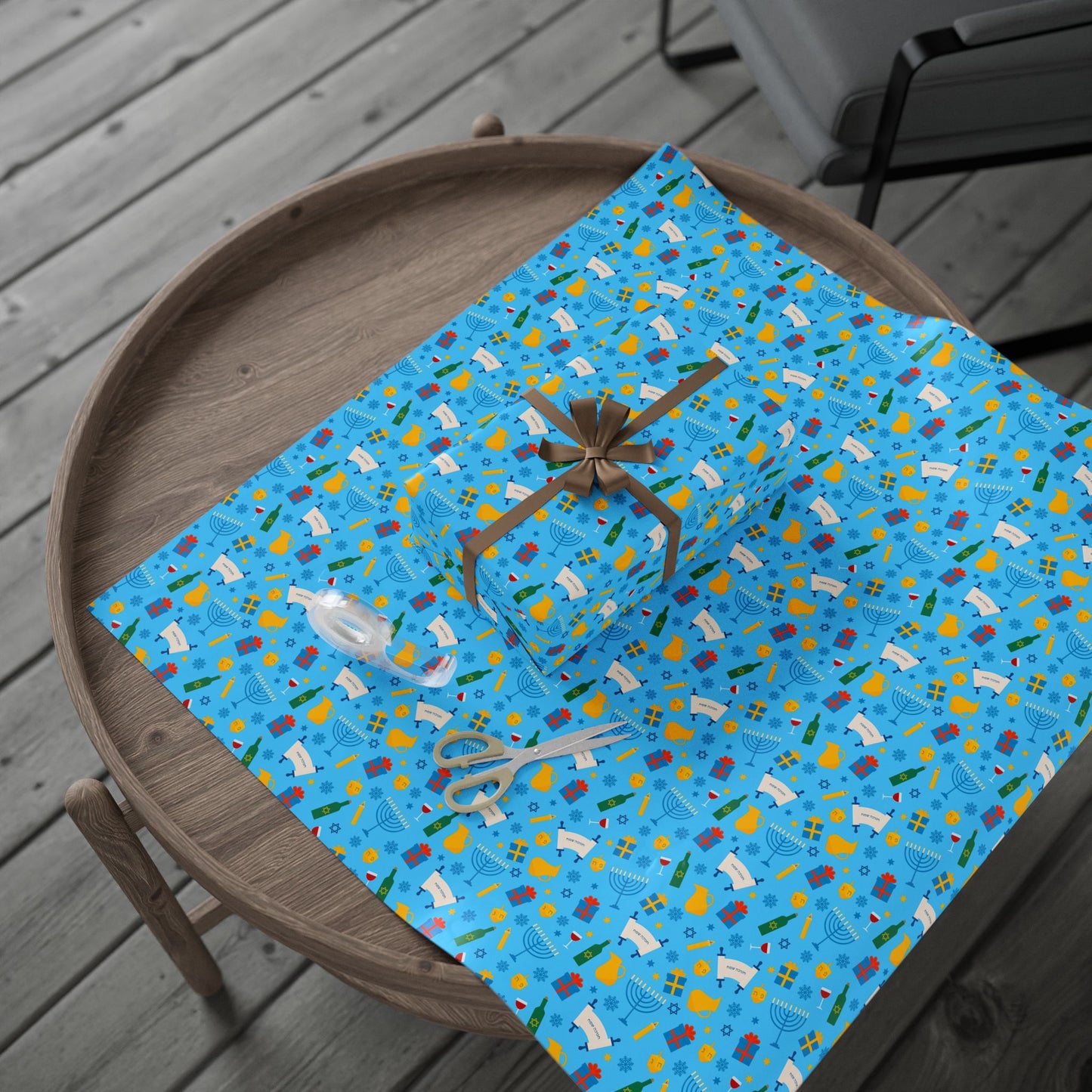 Illuminated Symbols Hanukkah Wrapping Paper