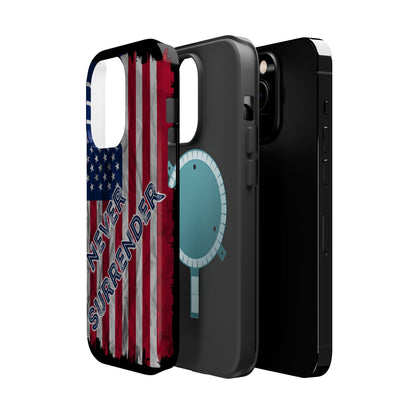 Never Surrender American Flag MagSafe® Compatible Tough Case for iPhone