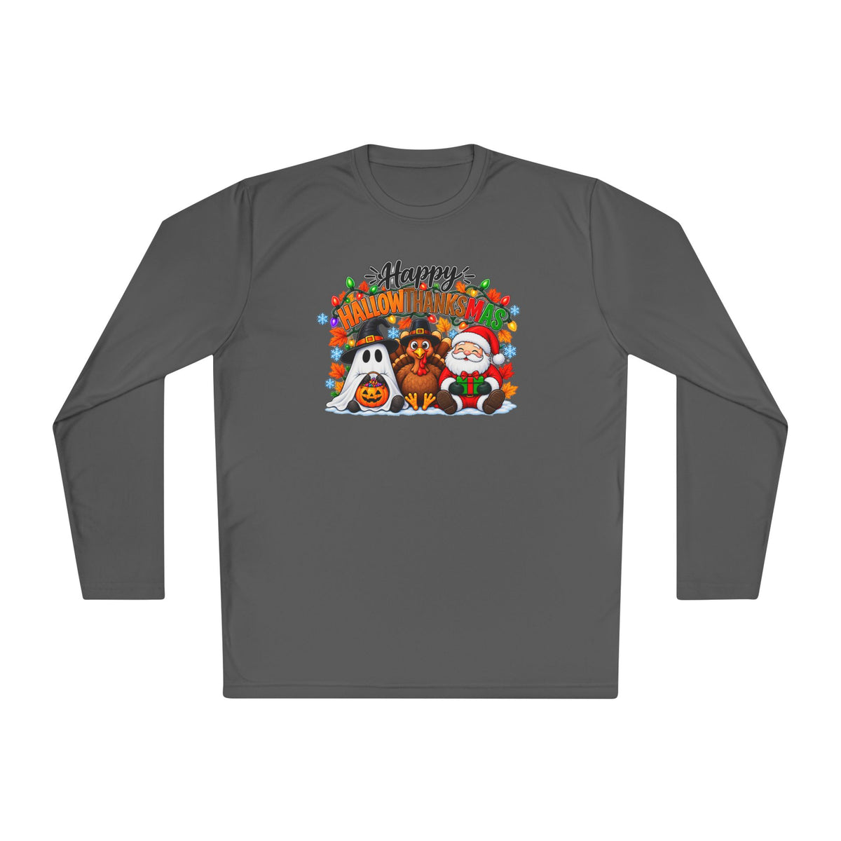 Happy Hallowthanksmas (String Lights) Adult Long Sleeve Tee