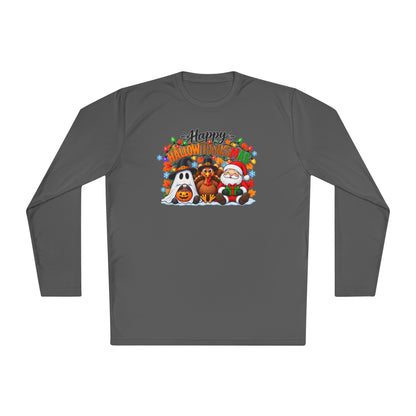 Happy Hallowthanksmas (String Lights) Adult Long Sleeve Tee