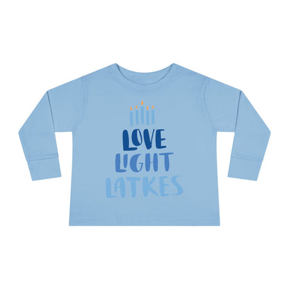Hanukkah Love Light Latkes Toddler Long Sleeve Tee