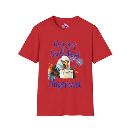 Happy Birthday America (Eagle Eating Cake) Adult T-shirt