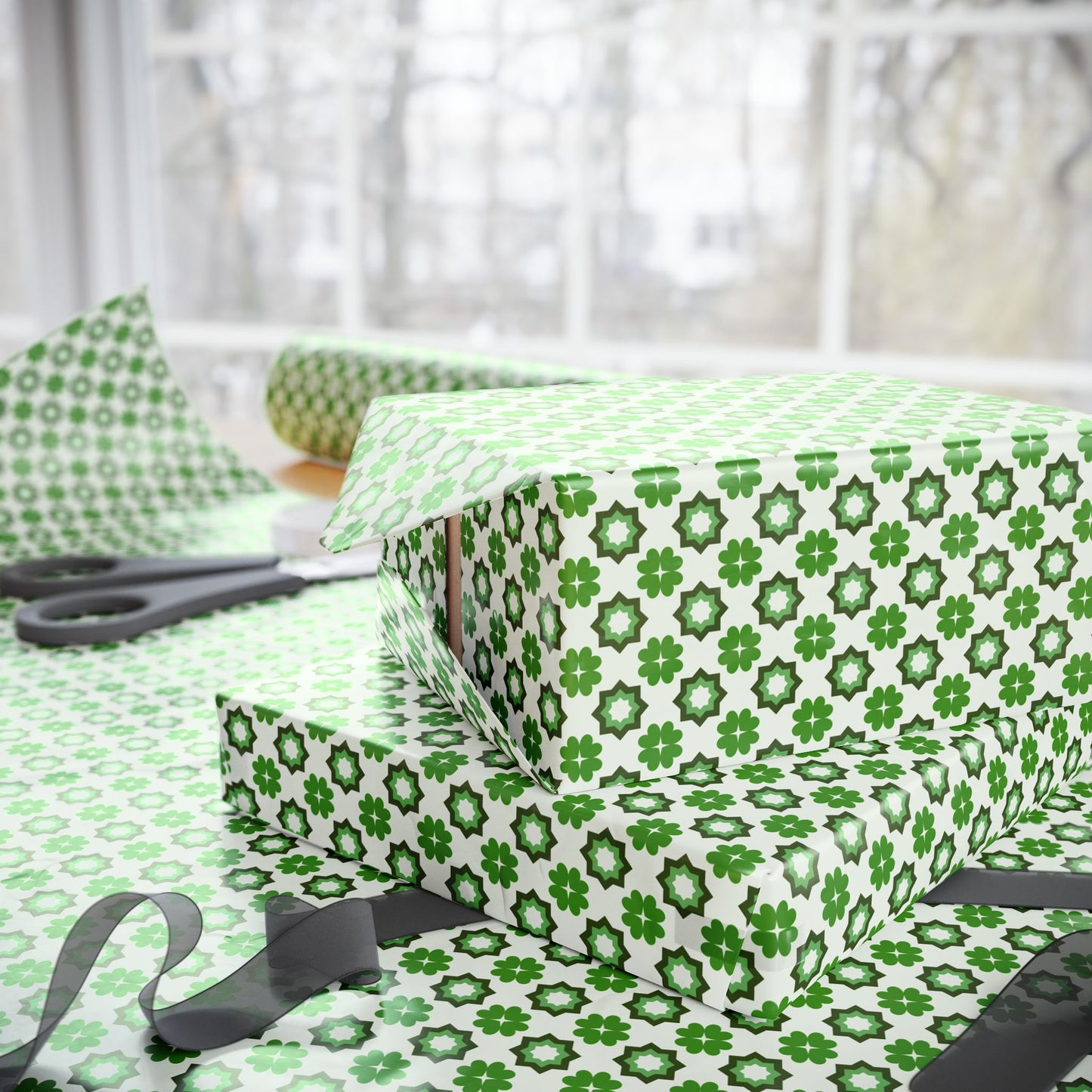 Emerald Star Garden Wrapping Paper