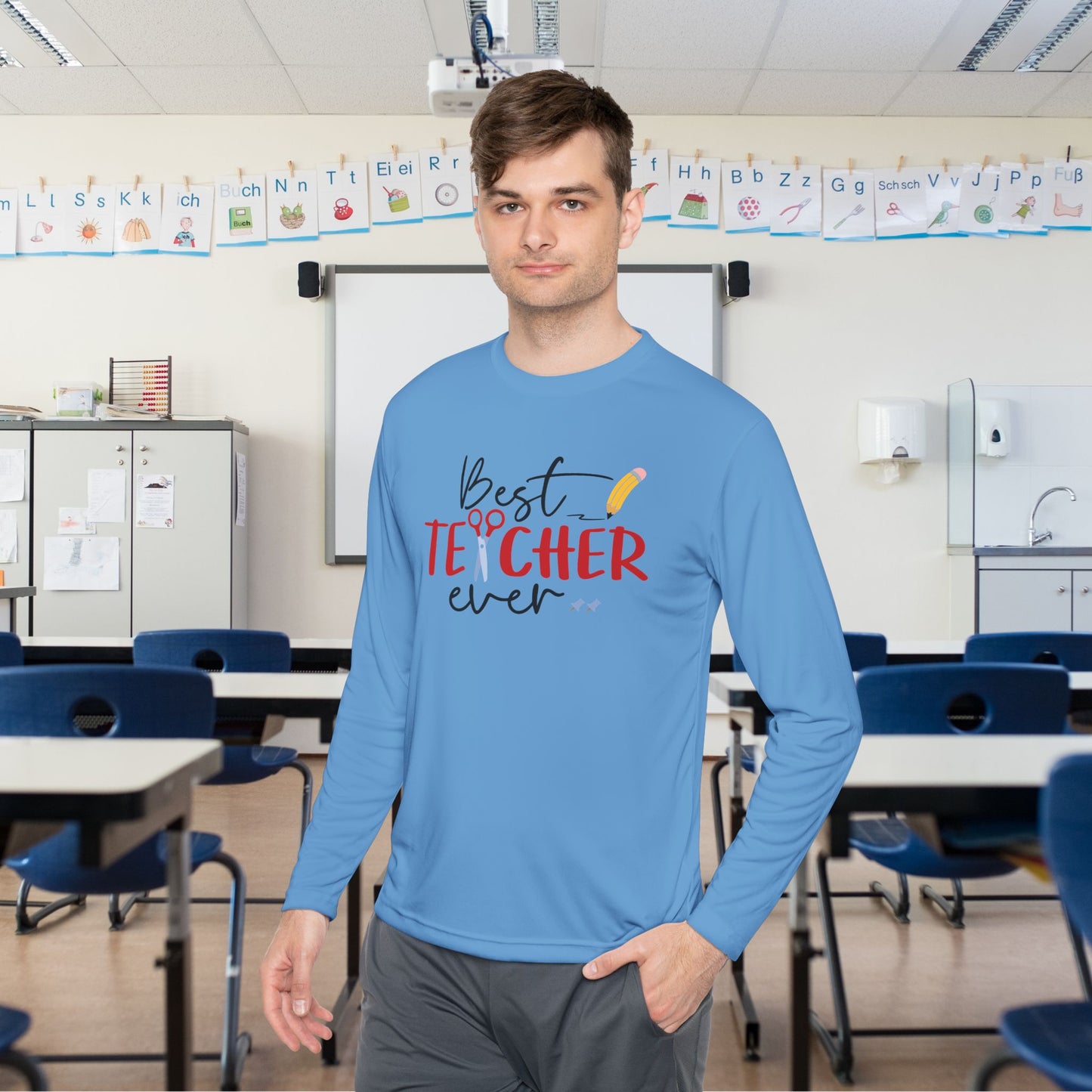 Best Teacher Ever Adult Long Sleeve Tee