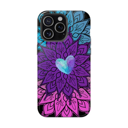 Colorful Mandala w/Heart MagSafe® Compatible Tough Case for iPhone