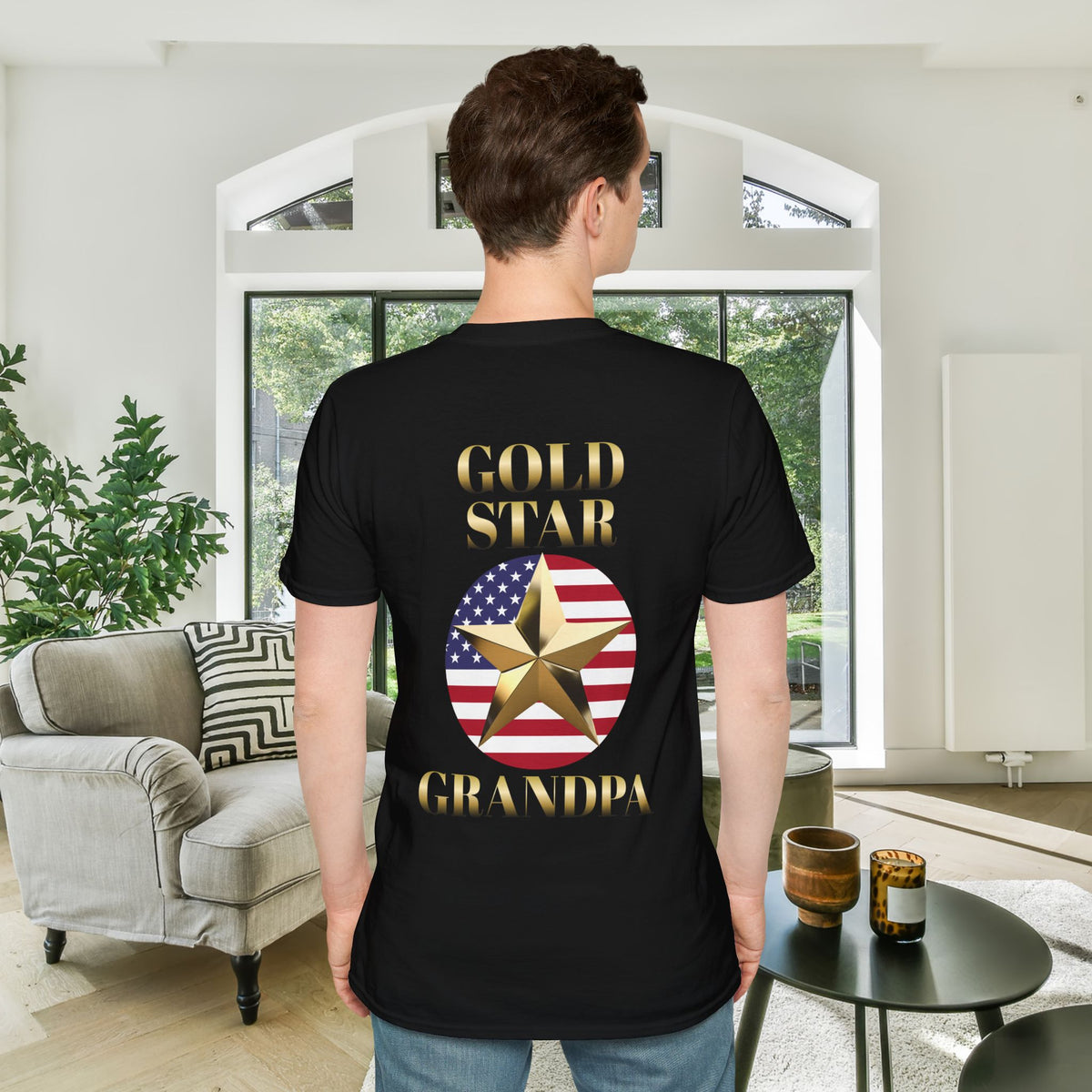 Gold Star Grandpa Forever Proud Adult T-shirt