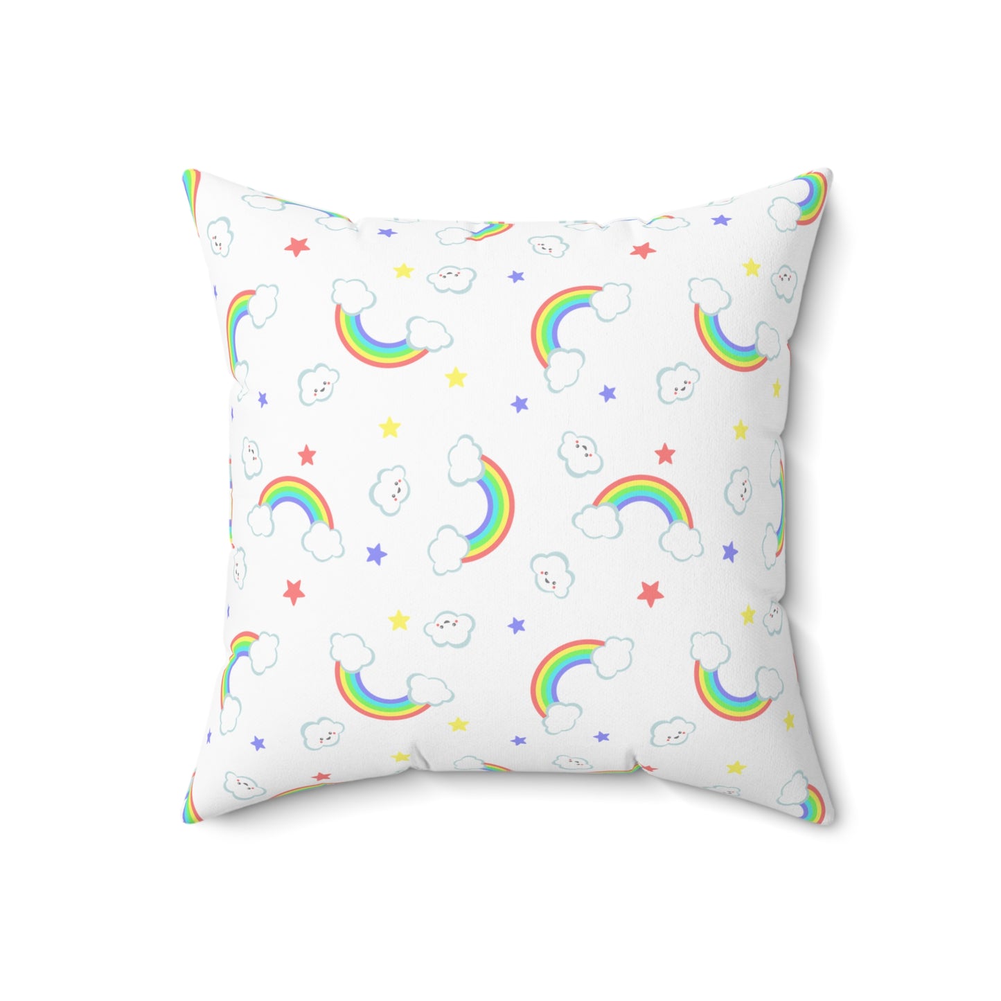 Rainbow Smiles & Stars Throw Pillow