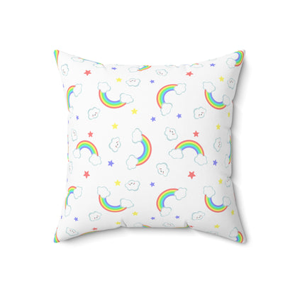 Rainbow Smiles & Stars Throw Pillow