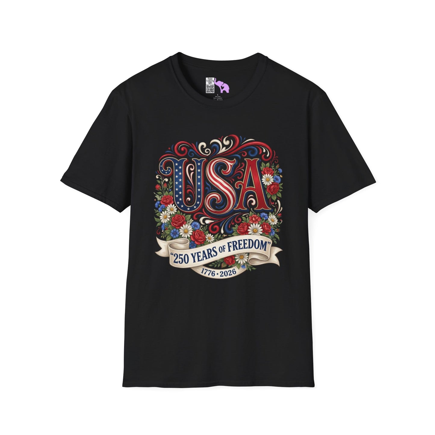Floral USA 250 Years of Freedom Adult T-shirt
