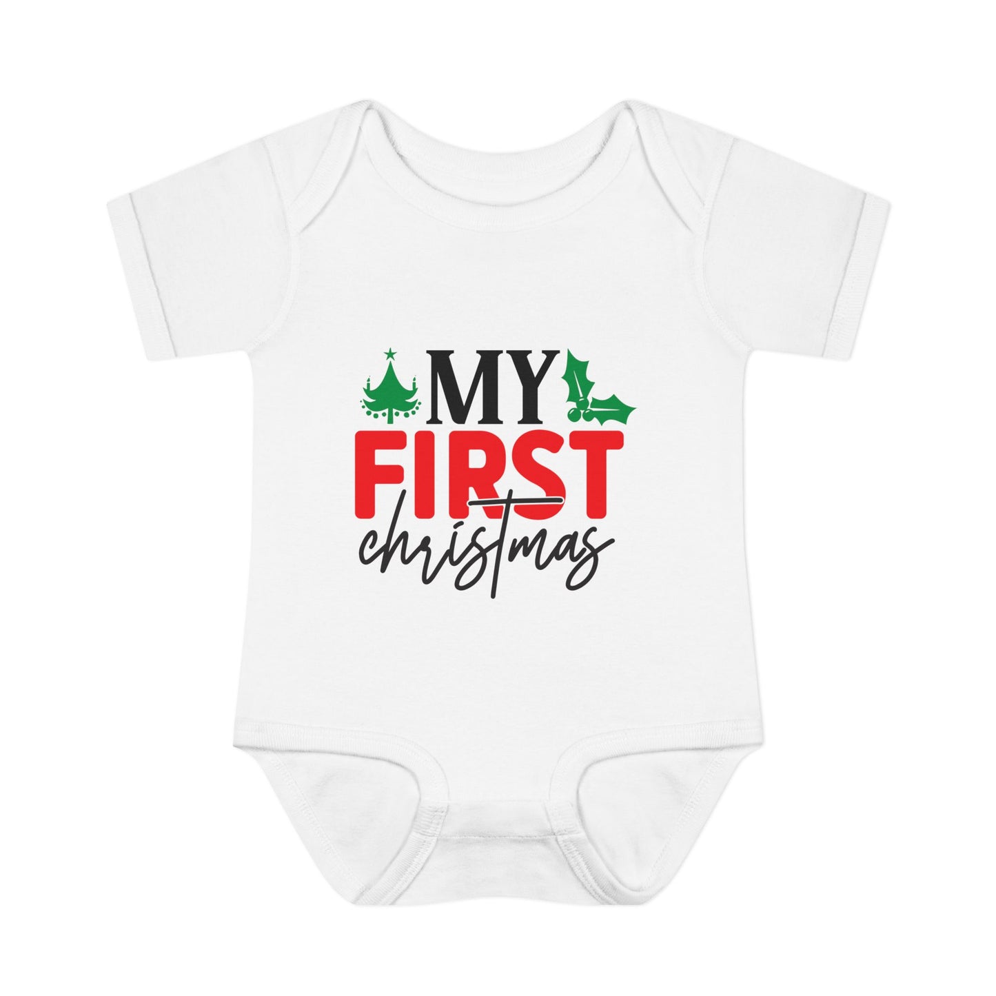 My First Christmas 2 Infant Baby Rib Bodysuit