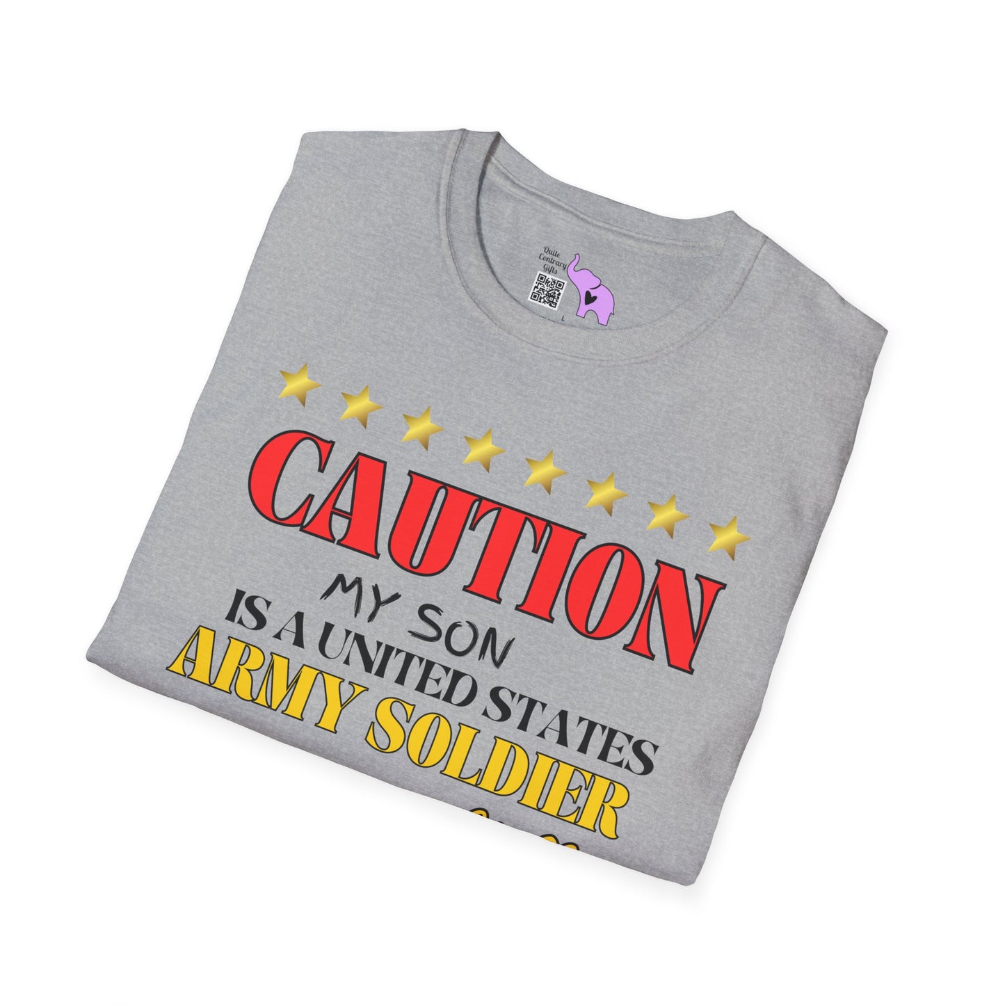 Caution My Son is a US Army Soldier I've Been Known to Brag (Mom) Unisex Softstyle T-Shirt