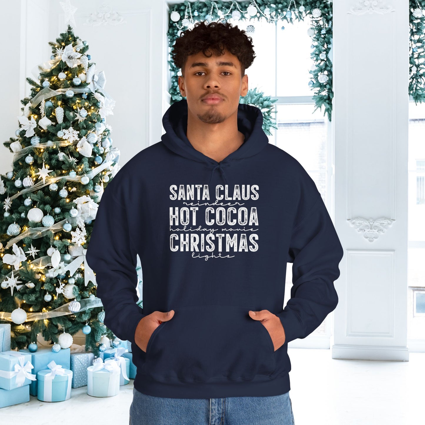 Santa Claus Hot Cocoa Christmas Adult Heavy Blend™ Hoodie