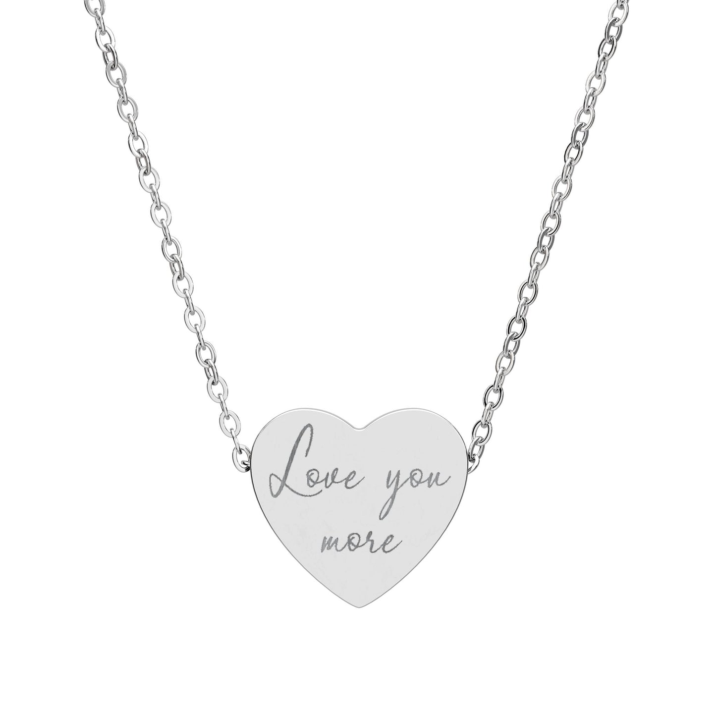 'Love You More' Engraved Heart Necklace