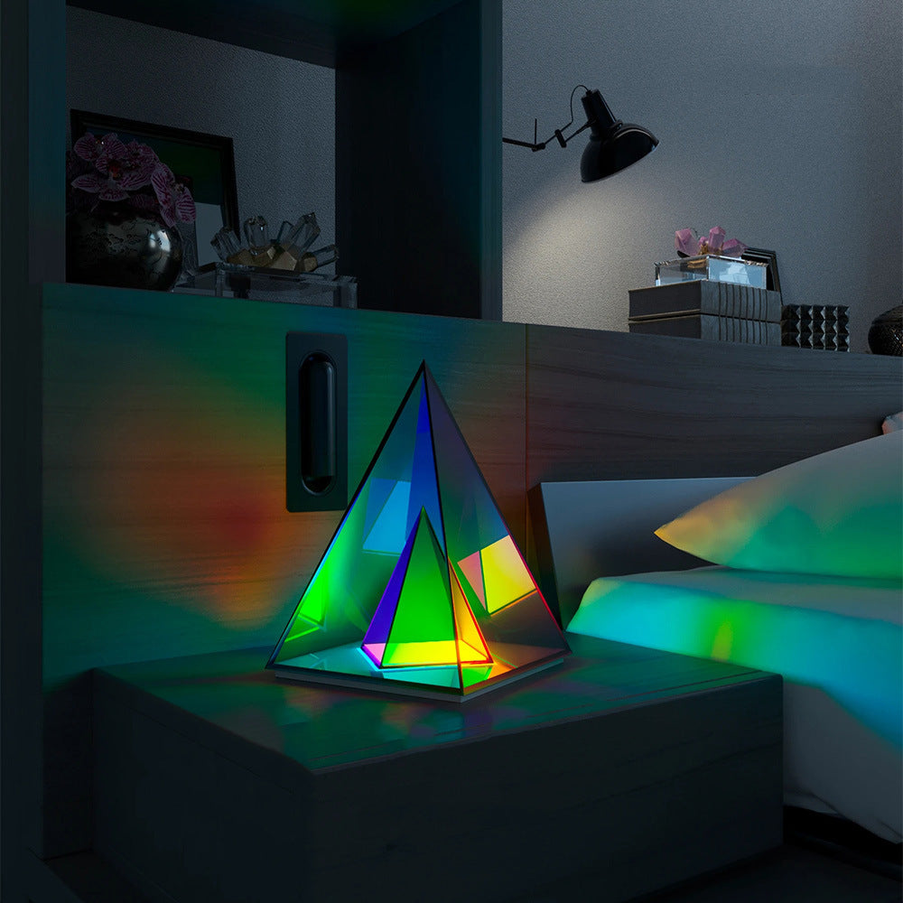 Acrylic Cube/Pyramid Reflective LED Lamp Box