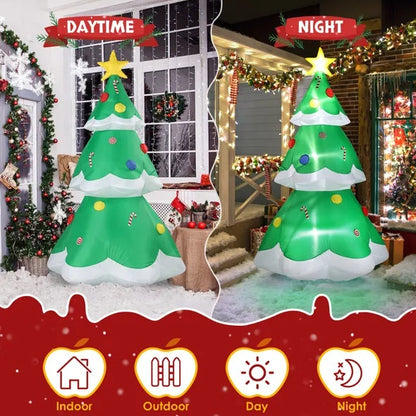 Festive 6.9ft Christmas Tree with Ornaments LED Inflatable