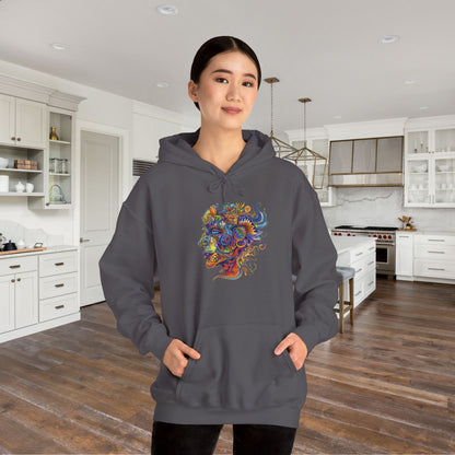 Colorful Paisley Woman Profile Heavy Blend™ Hooded Sweatshirt