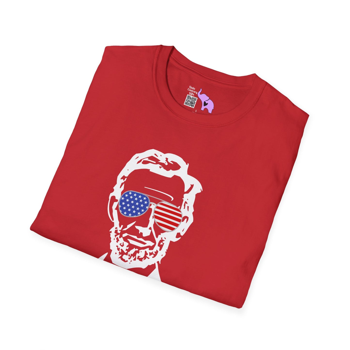 Abraham Lincoln w/Flag Sunglasses Adult T-shirt