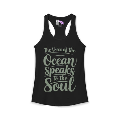 The Voice of the Ocean Speaks to the Soul Women's Ideal Racerback Tank