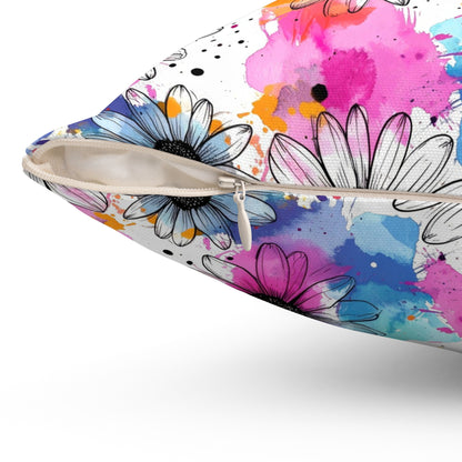 Watercolor Daisy Dream Throw Pillow