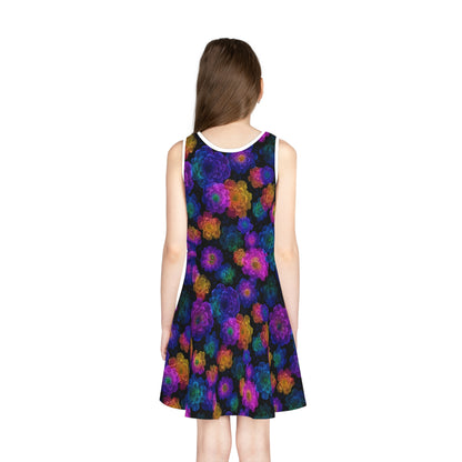 Luminous Carnations Girls' Sleeveless Sundress