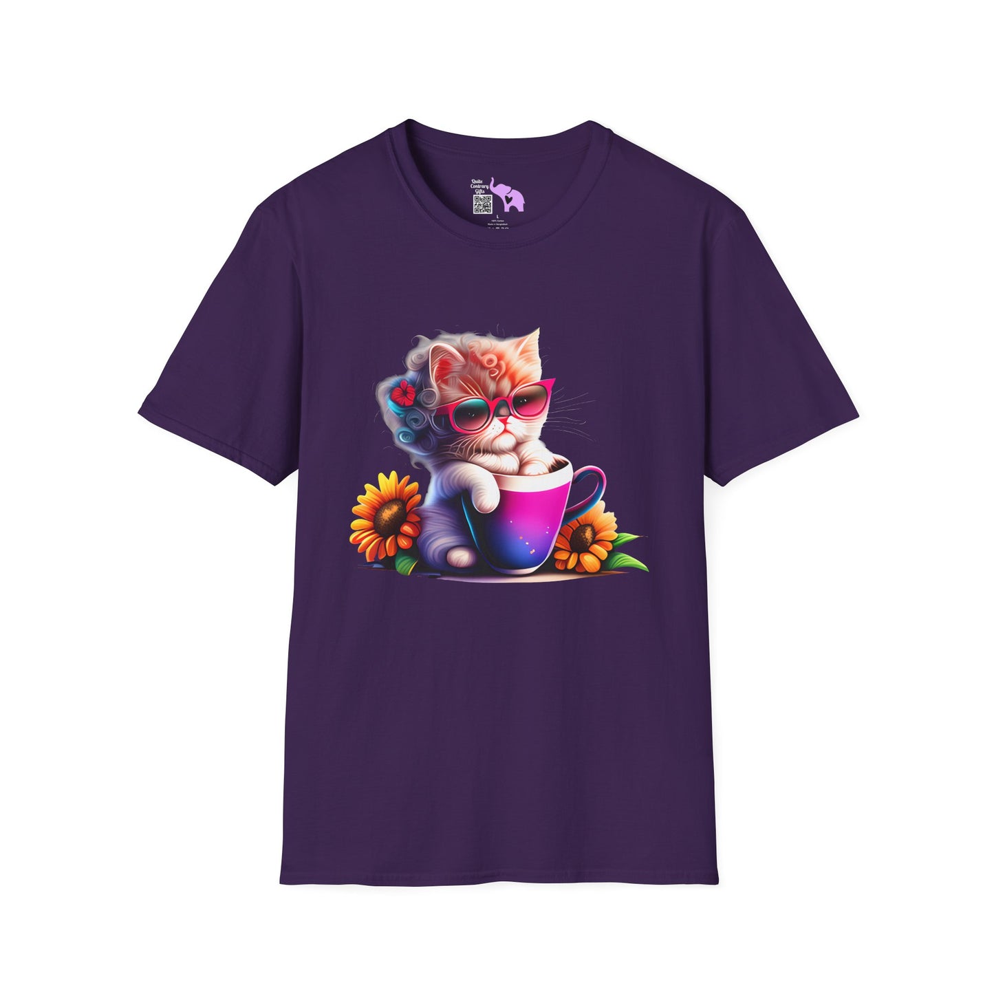 Cool Sunflower Kitten 3 Adult T-shirt