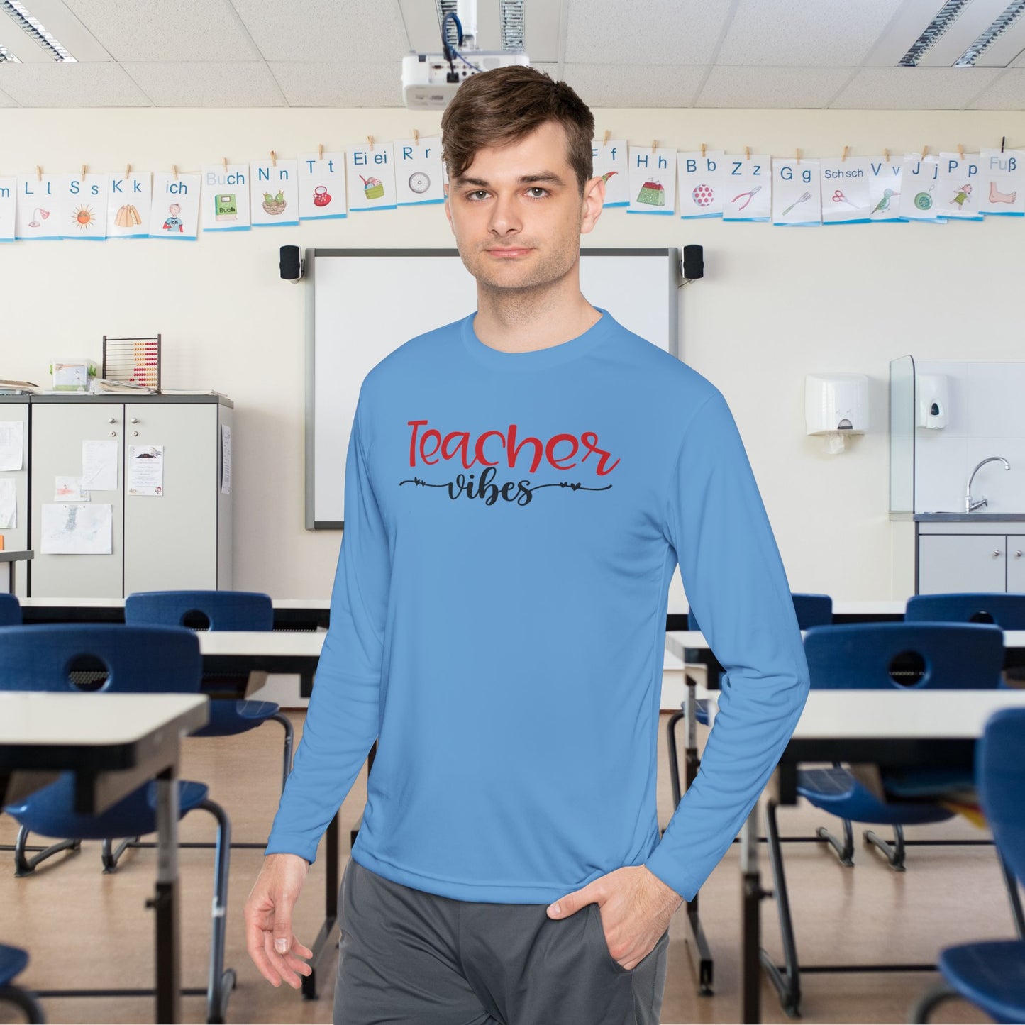 Teacher Vibes Adult Long Sleeve Tee