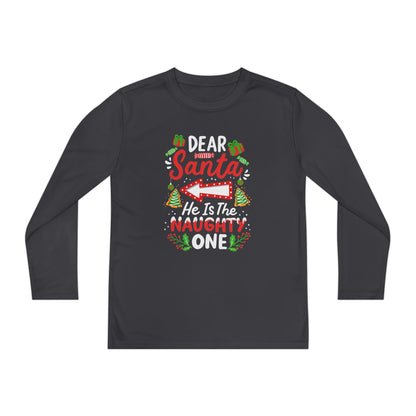 Dear Santa He's The Naughty One Youth Long Sleeve Tee