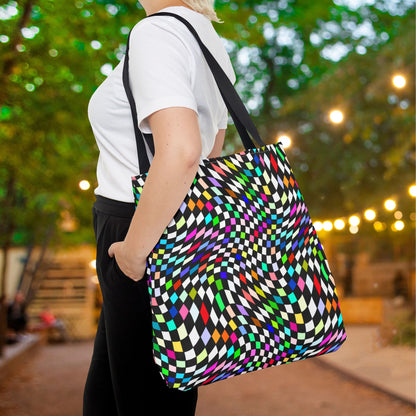 Warped Colorful Checkered Canvas Tote Bag
