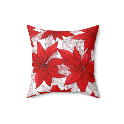 Crimson Poinsettia Sketch Throw Pillow