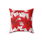 Crimson Poinsettia Sketch Throw Pillow