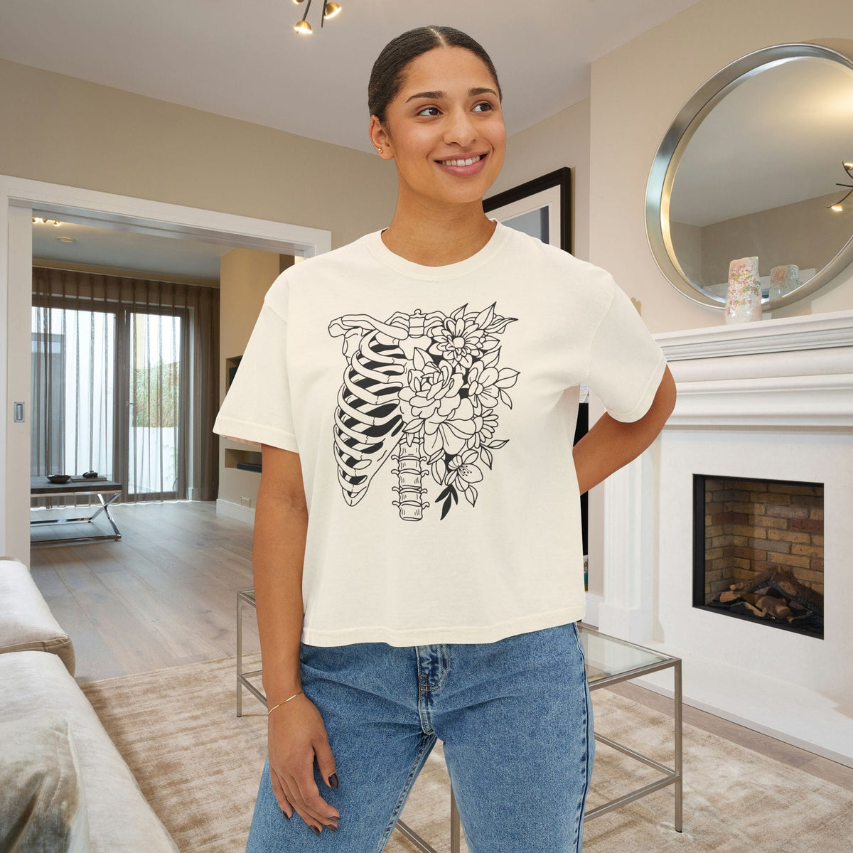 Floral Ribcage Women's Boxy Tee