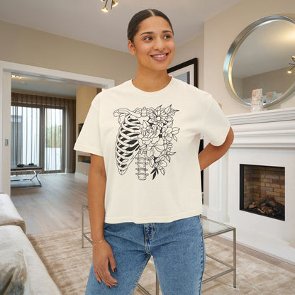 Floral Ribcage Women's Boxy Tee