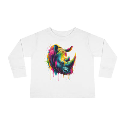 Colorful Rhino Toddler Long Sleeve Tee